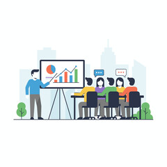 Obraz premium Vector illustration concept for a business chart presentation to executives