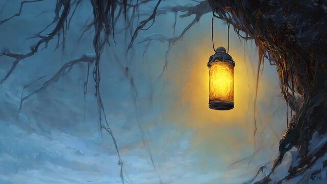 Winter forest lantern