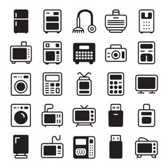20 Minimalist Home Appliances and Electronic Devices Line Icons Set