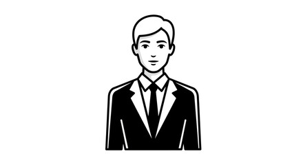 Elegant Businessman in Suit Illustration, Character Icon of Professionalism and Leadership