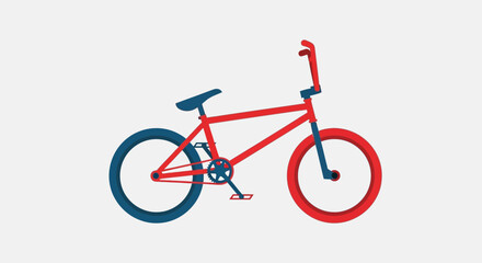 Fototapeta premium Stylized vector illustration of a red and blue bmx bike on a white background