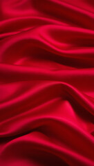 Luxurious deep red fabric texture with elegant drapes and shiny silk-like surface for festive and glamorous designs
