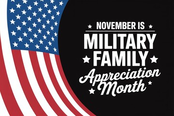 Patriotic Military Family Appreciation November Month Banner for Veteran Support Marketing