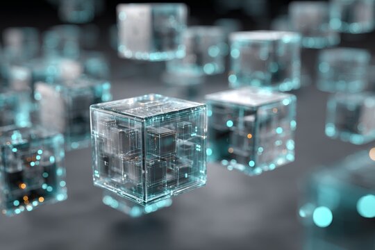 Abstract Transparent Data Cubes in Futuristic Space