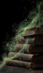 Spooky old tomes and books with magical effects.