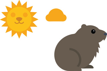 Groundhog day sun and cloud vector illustration for festive and celebratory designs vector