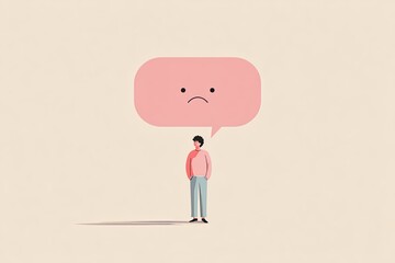 Obraz premium A small figure with a sad speech bubble