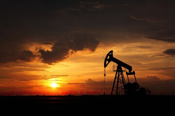 Silhouette of oil pump at sunset (1)