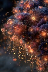Spectacular display of colorful fireworks illuminating a dark nocturnal sky