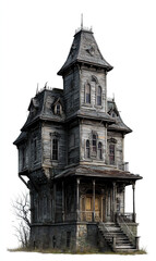 Spooky style haunted house on a white background.