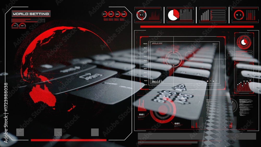 Aufkleber high-tech global network connection interface showing worldwide digital communication, data exchange