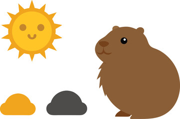Groundhog day illustration bundle vector elements for weather predictions and seasonal graphics vector