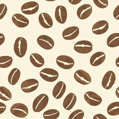Seamless Coffee Pattern. Modern Coffee Beans and Cup Seamless Design. Minimalist Coffee Pattern for Packaging and Branding