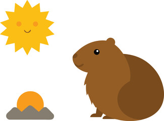 Groundhog day illustration vector bundle features sun and happy groundhog for celebrations vector