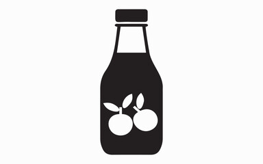 Cherry juice bottle drink beverage fruit healthy natural organic fresh sweet tasty refreshment vitamin delicious diet nutrition on white background