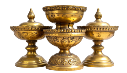 Assorted Decorative Brass Incense Burners, PNG