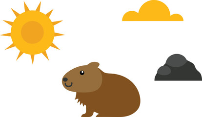 Groundhog day vector illustration celebrating sun and shadows for weather prediction vector