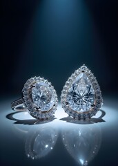 Diamond Jewelry Sparkling Under Spotlight Display