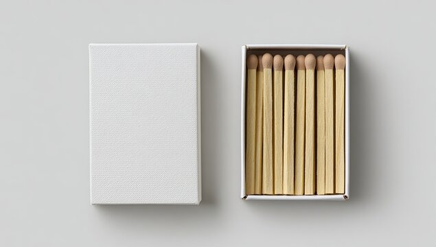 Blank white matchbox with matches inside
