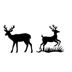 deer, animal, reindeer, vector, illustration, antler, mammal, wild, nature, silhouette, Beer silhouette, stag, elk, cartoon, antelope, hunting, animals, horn, horns, buck, head, forest, icon, design