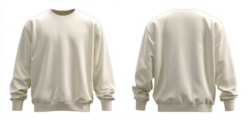 Beige Crewneck Sweatshirt Front and Back View