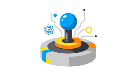 Modern technology joystick controller with digital circuit design concept.