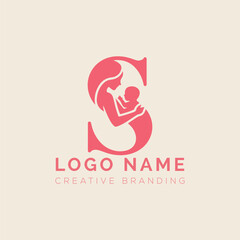 Letter S mother and child care logo