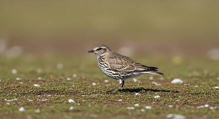 Fototapeta premium Captivating image of a song thrush bird standing gracefully on grass