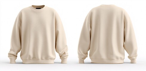 Beige Crewneck Sweatshirt Front and Back View