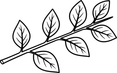 Vector Leaf branch botanical line art minimalist silhouette design
