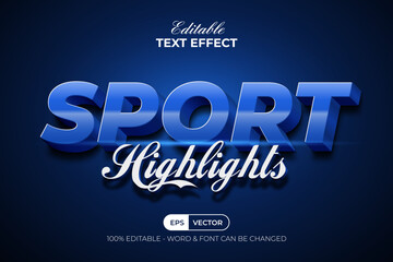 Sport New Text Effect Blue 3D Modern Style. Editable Text Effect.