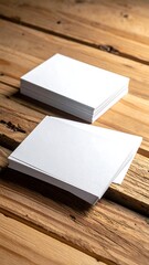Fototapeta premium Blank business cards on rustic wood