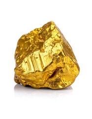 Gold nugget, rough,  golden, isolated,  close-up