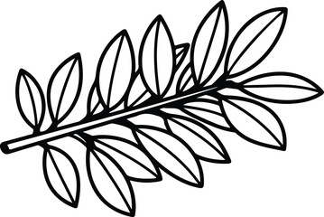 Vector Olive branch with leaves organic botanical silhouette design