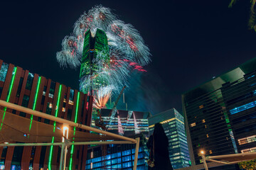  Riyadh's Luminous Skyline: Fireworks Over King Abdullah Financial District