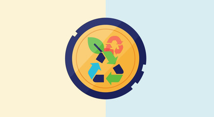 Recycling symbol design, circular, eco-friendly, sustainability, environmental protection.