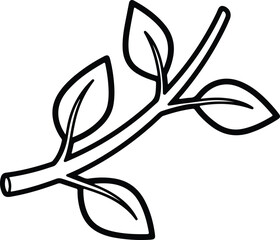Vector outline branch with leaves simple minimal silhouette design