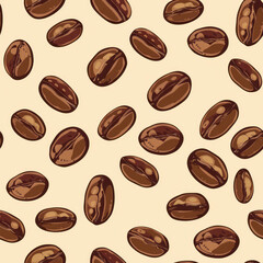 Seamless Coffee Pattern. Modern Coffee Beans and Cup Seamless Design. Minimalist Coffee Pattern for Packaging and Branding