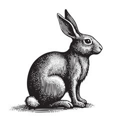 Vintage Engraving Rabbit Illustration