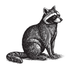 Vintage Engraving Raccoon Illustration