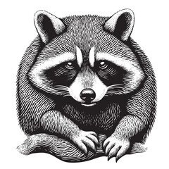 Vintage Engraving Raccoon Illustration