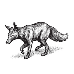 Vintage Engraving Fox Illustration