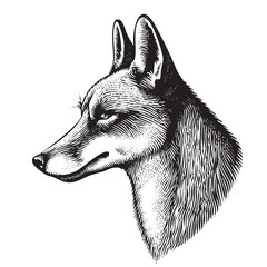 Vintage Engraving Fox Illustration