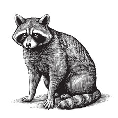 Vintage Engraving Raccoon Illustration