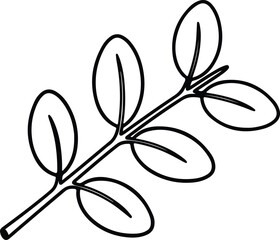 Vector Simple twig with leaves outline botanical silhouette design