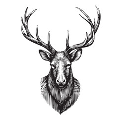 Vintage Engraving Deer Illustration