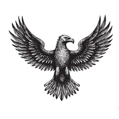 eagle flying vintage engraving