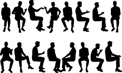 Man Sitting Silhouette Poses Collection Bundle