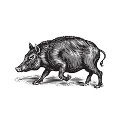 Vintage Engraving Wild Boar Illustration