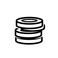 Stack of three flat circular objects, possibly coins or database disks.